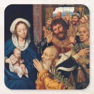 Quentin Matsys - Die Anbetung der Heiligen Drei Kö Rechteckiger Pappuntersetzer
