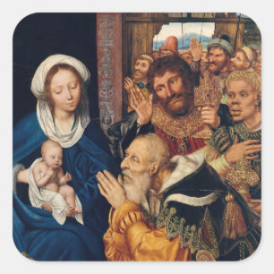 Quentin Matsys - Die Anbetung der Könige Quadratischer Aufkleber