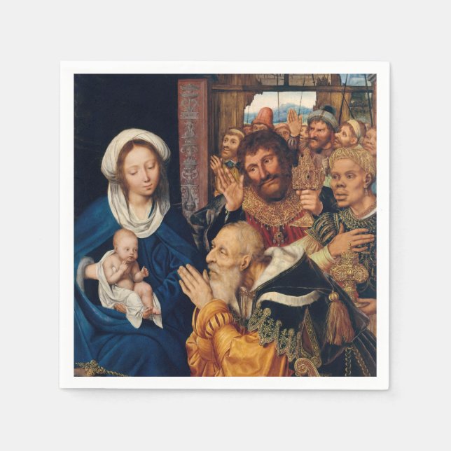 Quentin Matsys - Die Verehrung der Magi Serviette (Vorderseite)