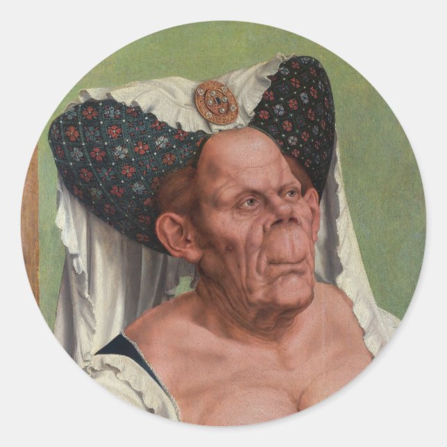 Quentin Matsys - Eine Groteske Alte Frau Runder Aufkleber (Vorderseite)