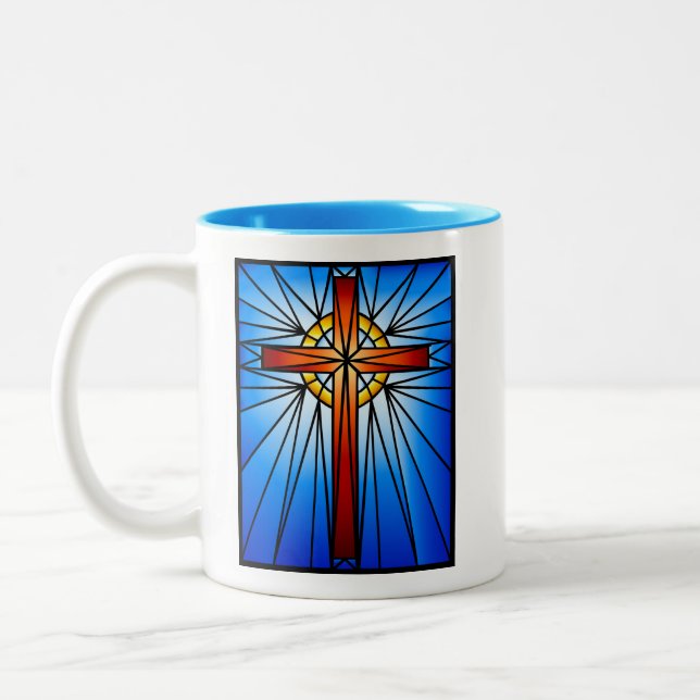 QuerBuntglas Fenster-Illustration Zweifarbige Tasse (Links)