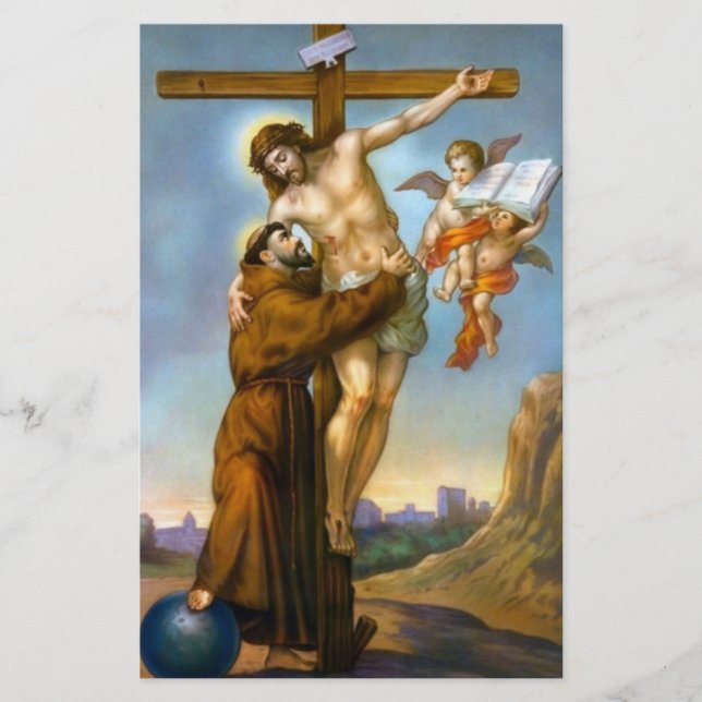 Querengels-Welt St Francis Jesus Briefpapier (Vorderseite)