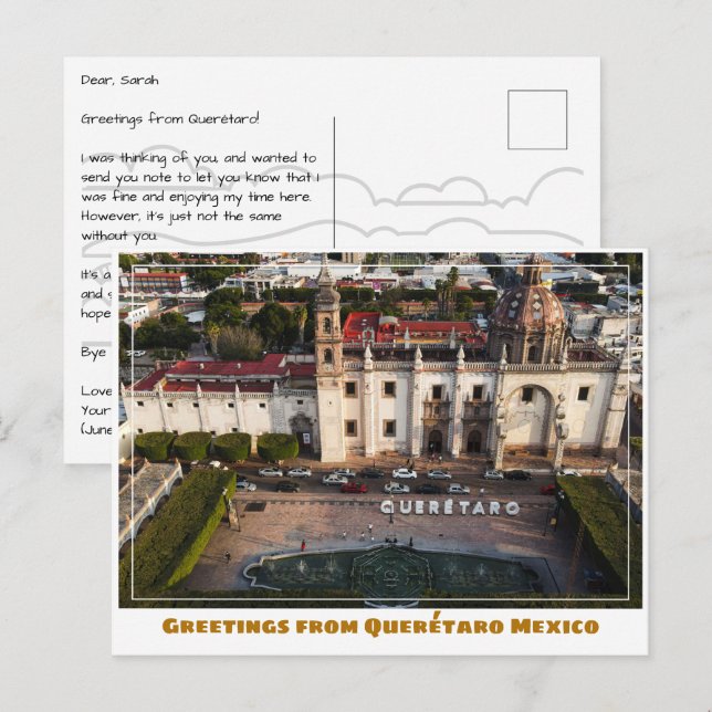 Querétaro Mexico Zeichen und Courtyard Postkarte (Vorne/Hinten)