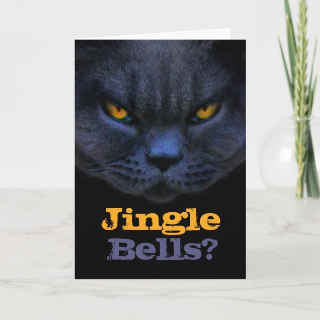 Querkatze sagt Klingel Bell? Feiertagskarte (Vorderseite)