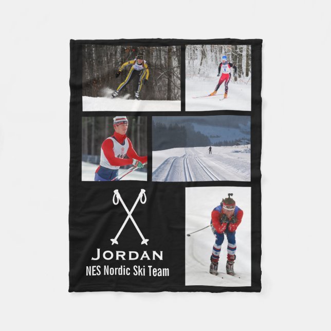 Querland-SkifahrenNordic, der Foto-Collage läuft Fleecedecke (Vorderseite)