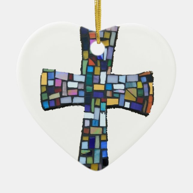 Quermosaik farbiges rotes blaues Grün christlich Keramikornament (Vorne)
