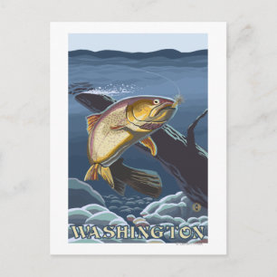 Querschnittlicher Forellenfang - Washington Postkarte