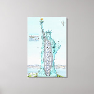 Querschnittsillustration des Freiheitsstatuen Leinwanddruck