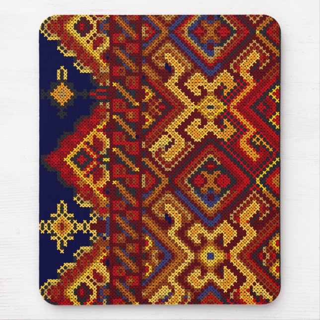 Querstich modernes rotes gelbes Mousepad (Vorne)