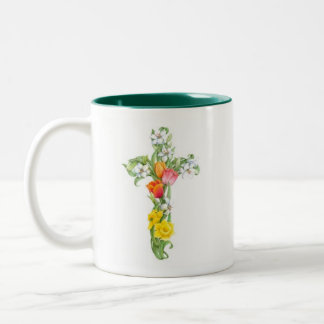 QuerTasse - Narzisse und Tulpe Zweifarbige Tasse