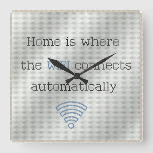 Queruhr des stich-Zuhause-WIFI Quadratische Wanduhr