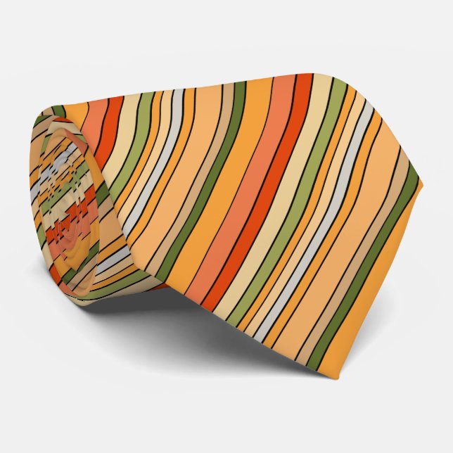 Queso Dip Stripes Orange White Green Krawatte (Gerollt)