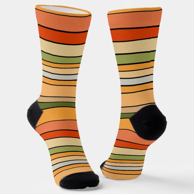 Queso Dip Stripes Orange White Green Socken (Gewinkelt)