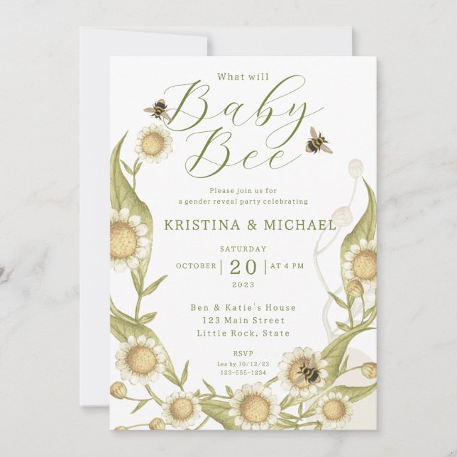 Qu'est-ce que Baby Bee Genre Révéler Invitation (Devant)