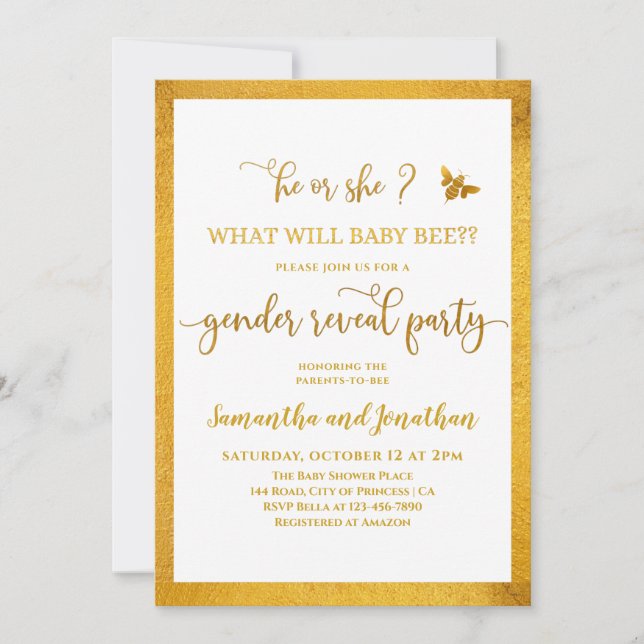 Qu'est-ce que Baby Bee Genre Révélera Invitation (Devant)