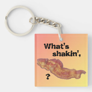 Qu'est-ce qui secoue le porte-clés Bacon jaune ros