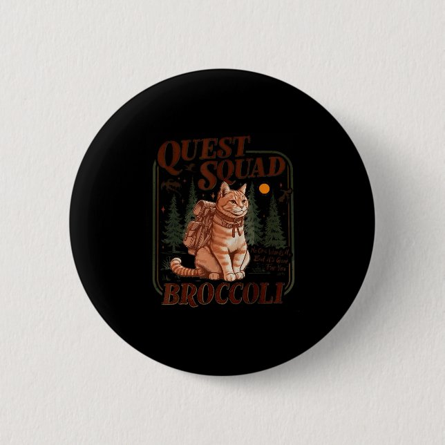 Quest Fantasy Squad Broccoli Funny Cat  Button (Vorderseite)