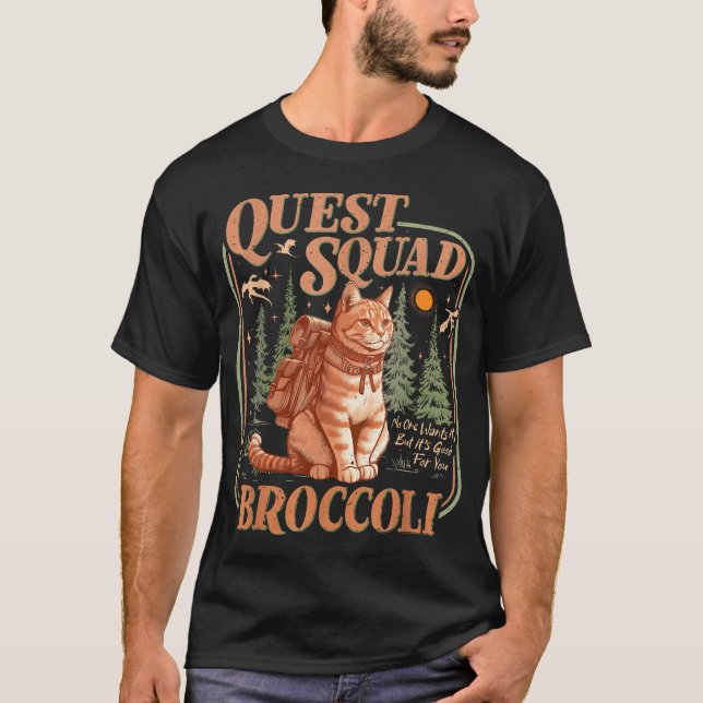Quest Fantasy Squad Broccoli Kitten Cat T-Shirt (Vorderseite)