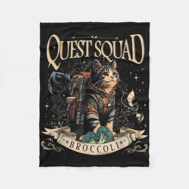 Quest Fantasy Squad Broccoli Kitten Funny Cat Fleecedecke (Vorderseite)