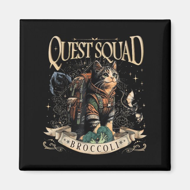 Quest Fantasy Squad Broccoli Kitten Funny Cat Magnet (Vorne)