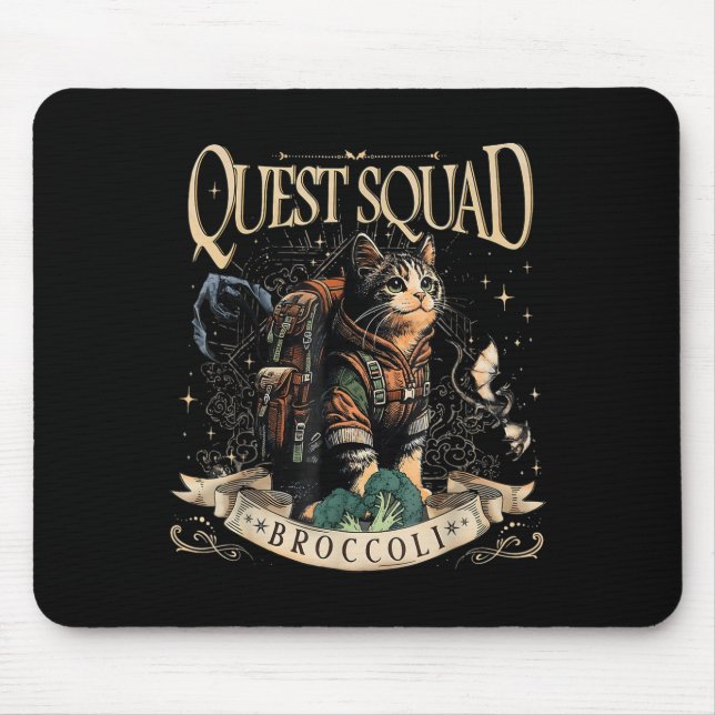 Quest Fantasy Squad Broccoli Kitten Funny Cat Mousepad (Vorne)