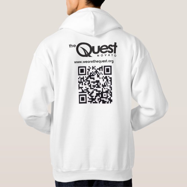 Quest Hoodie mit Logo und QR-Code (Rückseite)