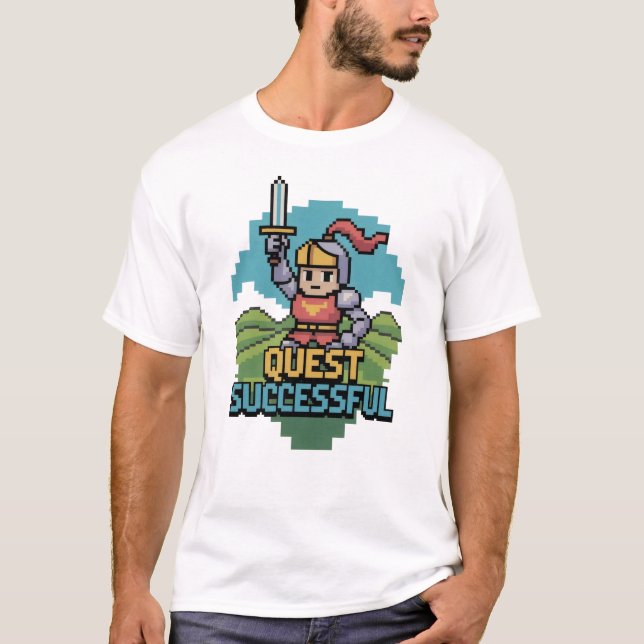 Quest Successful 8 Bit Motivation  T-Shirt (Vorderseite)