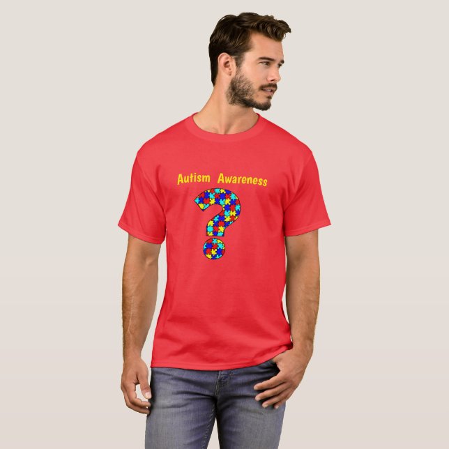 Question sur l'autisme rouge Mark T-Shirt (Devant entier)