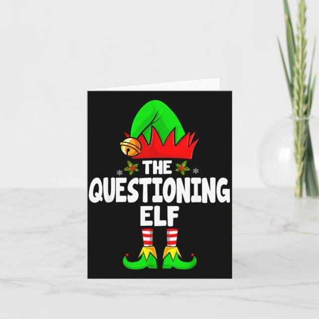 Questioning Elf Group Christmas Funny Pajama Party Karte (Vorderseite)
