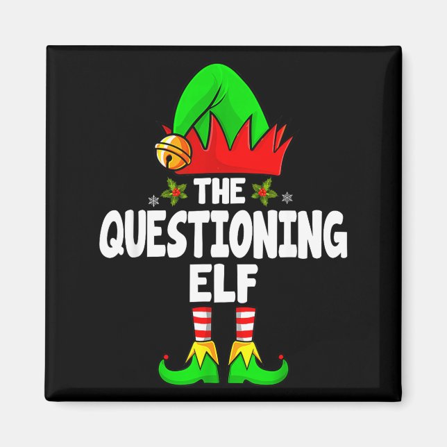 Questioning Elf Group Christmas Funny Pajama Party Magnet (Vorne)