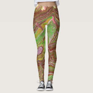 Questions 1 Leggings Vert Sauge Marron