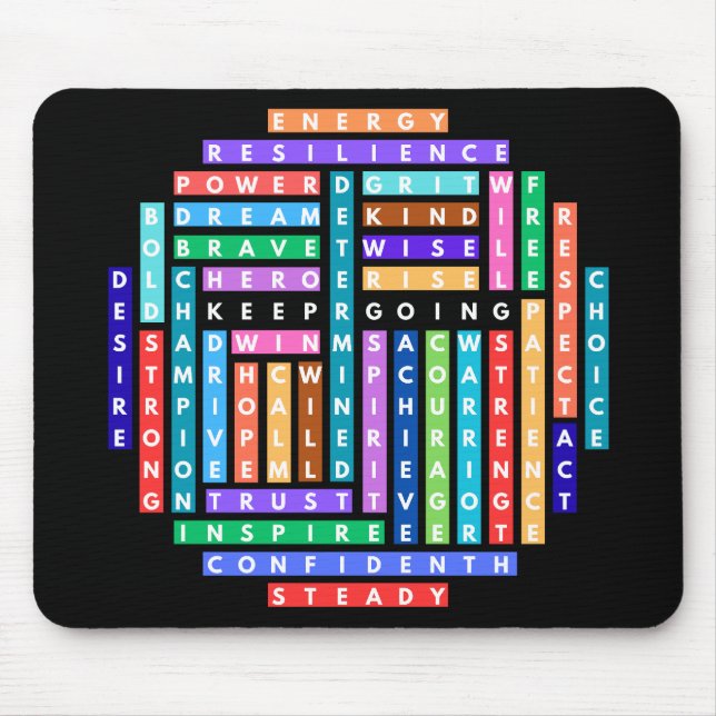 Questzirkel für Motivierend Word-Suche behalten Mousepad (Vorne)