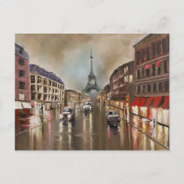 Quet rainy street postkarte