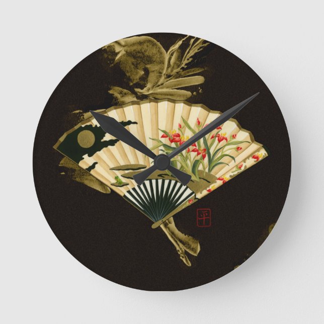 Quetschverbundener orientalischer Fan mit Runde Wanduhr (Vorderseite)