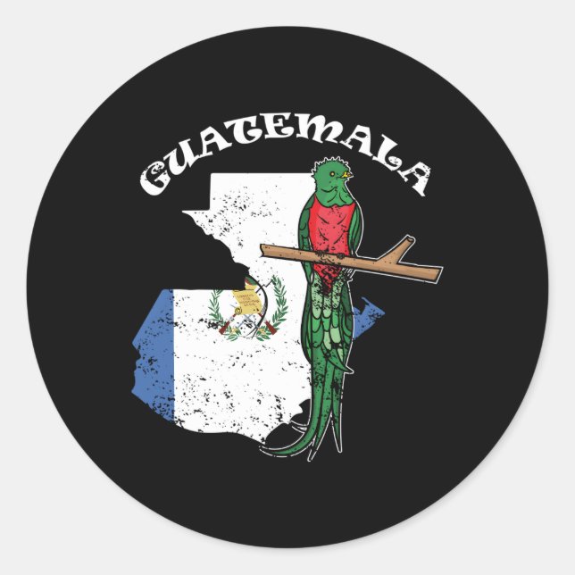 Quetzal Bird Guatemala Cha Guatemala Flagge Runder Aufkleber (Vorderseite)