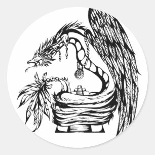 Quetzal-Stammes- Tätowierungs-Entwurf Runder Aufkleber