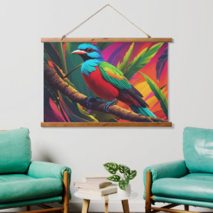 Quetzal-Vogel-Wandteppich Wandteppich Mit Holzrahmen