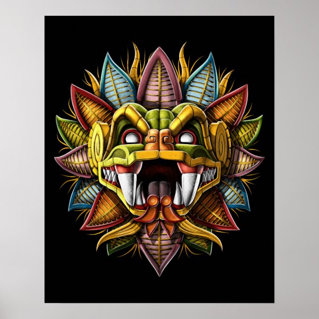 Quetzalcoatl Aztec Feathered Serpent God Poster (Vorne)