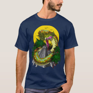 Quetzalcoatl Aztec God Alcient Mayan Pyramids T-Shirt