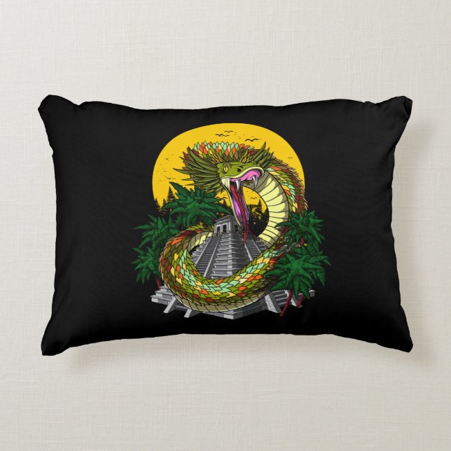 Quetzalcoatl Aztec Snake Dekokissen (Vorderseite)