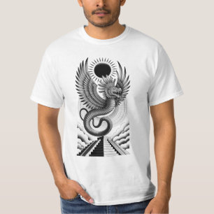 Quetzalcoatl Azteken Tempel Grafik Maya Gefiedert T-Shirt