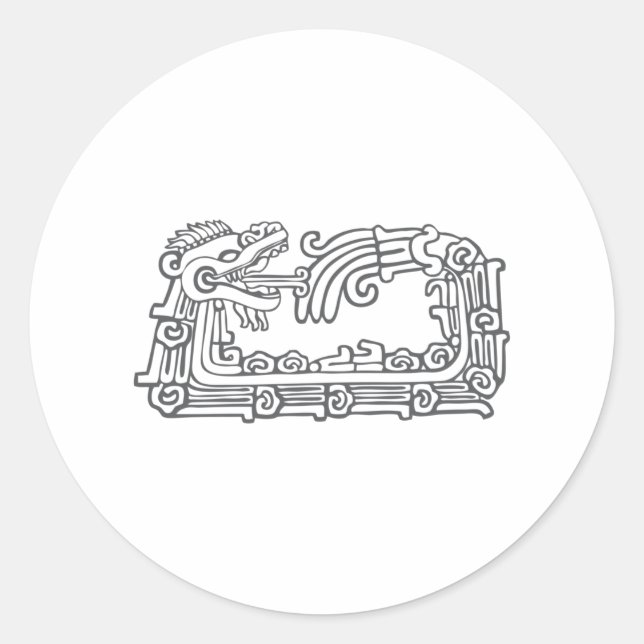 Quetzalcoatl Design Runder Aufkleber (Vorderseite)