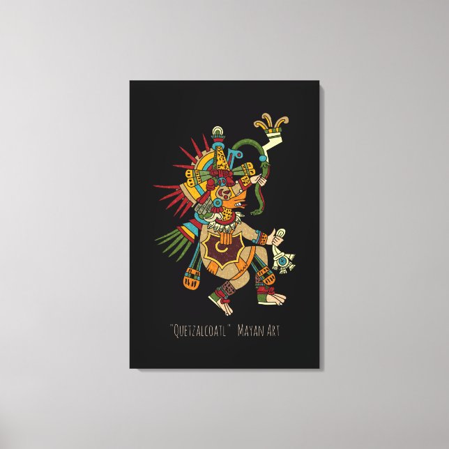 Quetzalcoatl Mayan Art Leinwanddruck (Vorderseite)