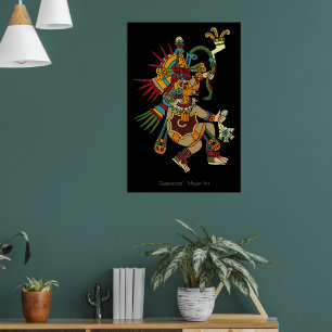 Quetzalcoatl Mayan Art Poster mit Rahmen