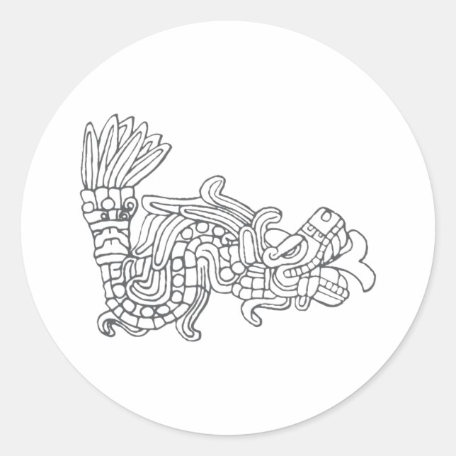 Quetzalcoatl Runder Aufkleber (Vorderseite)