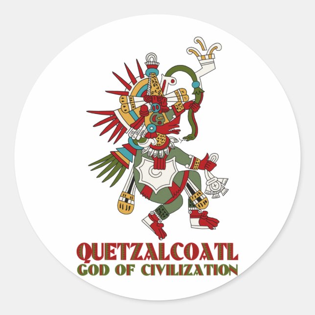 Quetzalcoatl Runder Aufkleber (Vorderseite)