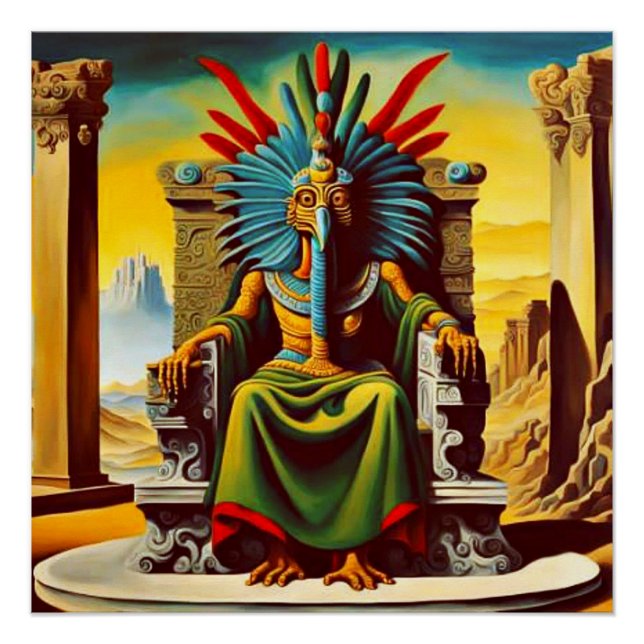 Quetzalcoatl sitzt auf seinem Thron Poster (Vorderseite)