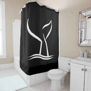 Queue de baleine blanche Rideau de douche noir