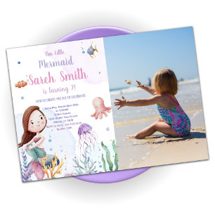 Queue de sirène pourpre Anniversaire Invitations a