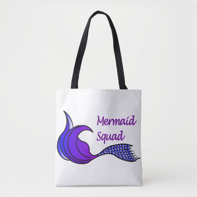 Queue violette de Mermaid Squad sur un sac fourre- (Devant)